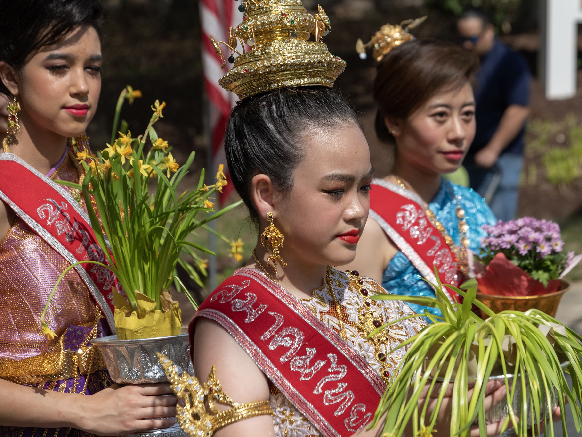 East Asian woman in traditional garb.